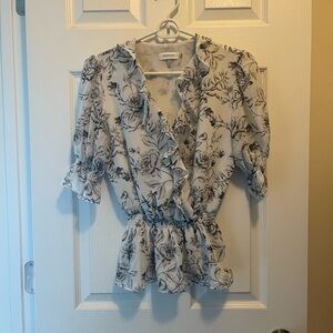 Calvin Klein Monochrome Floral Blouse